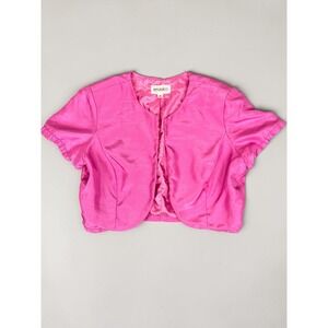 Y2K Vibes Studio I Cropped Bolero Jacket Size 14 Large Hot Pink Short Sleeve